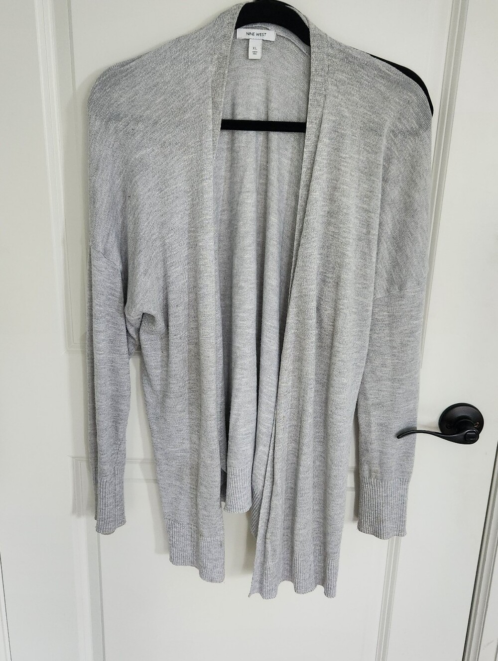 Nine West Light Heather Gray Open Front Drape Cardigan